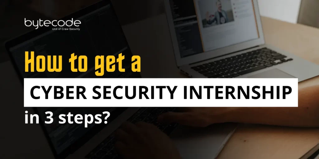 Image showing details about how to get a cyber security internship in 3 steps